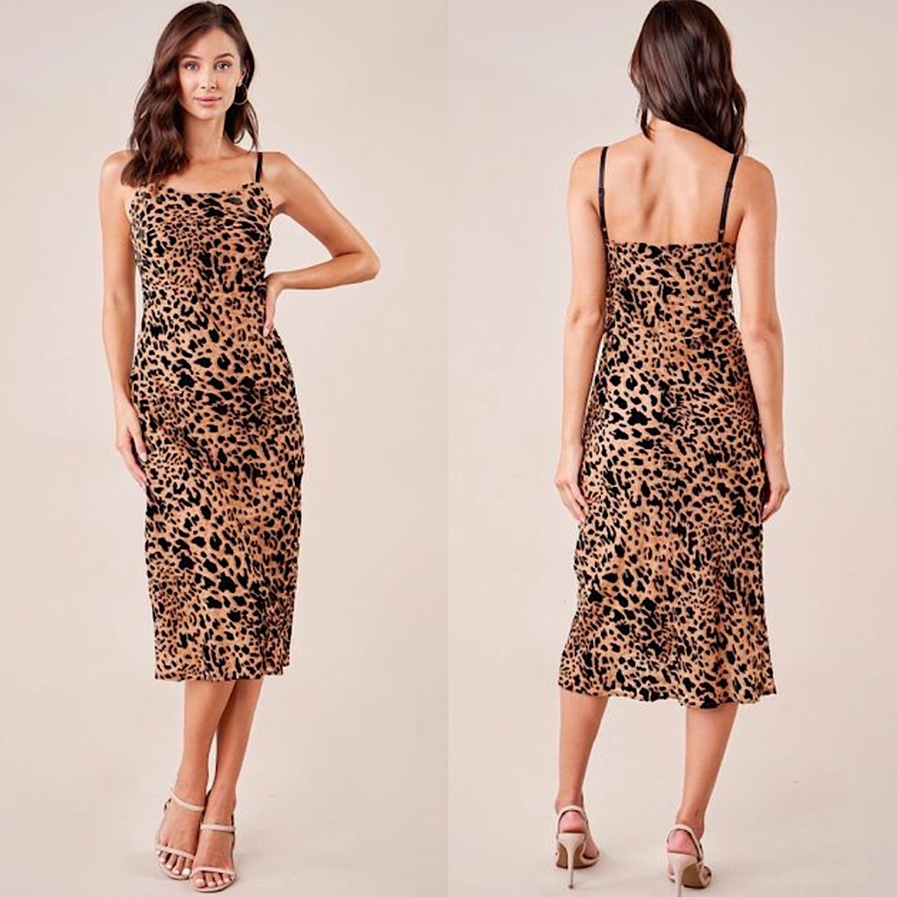 Sugar Lips NWT midi leopard print dress size XS